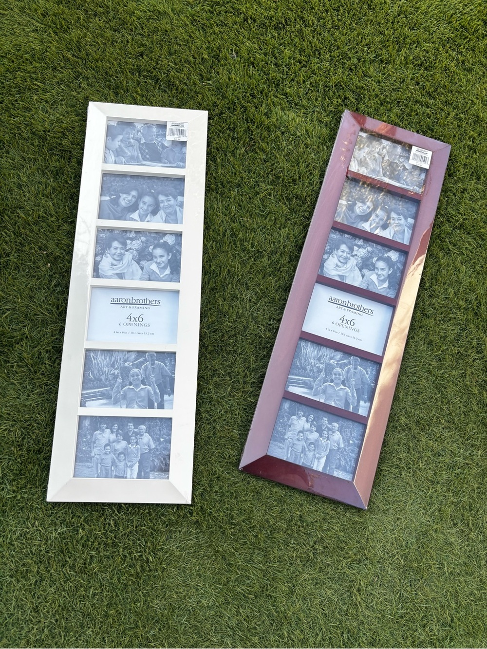 6 tier Photo Frame x2 - White and Mahogany